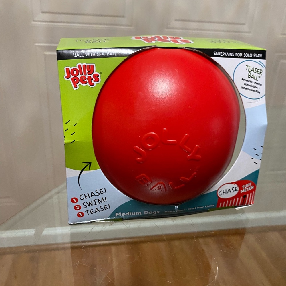 Jolly Pets Teaser Ball Dog Toy, Medium/6 Inches, Blue & Green 6”Teaser Ball
